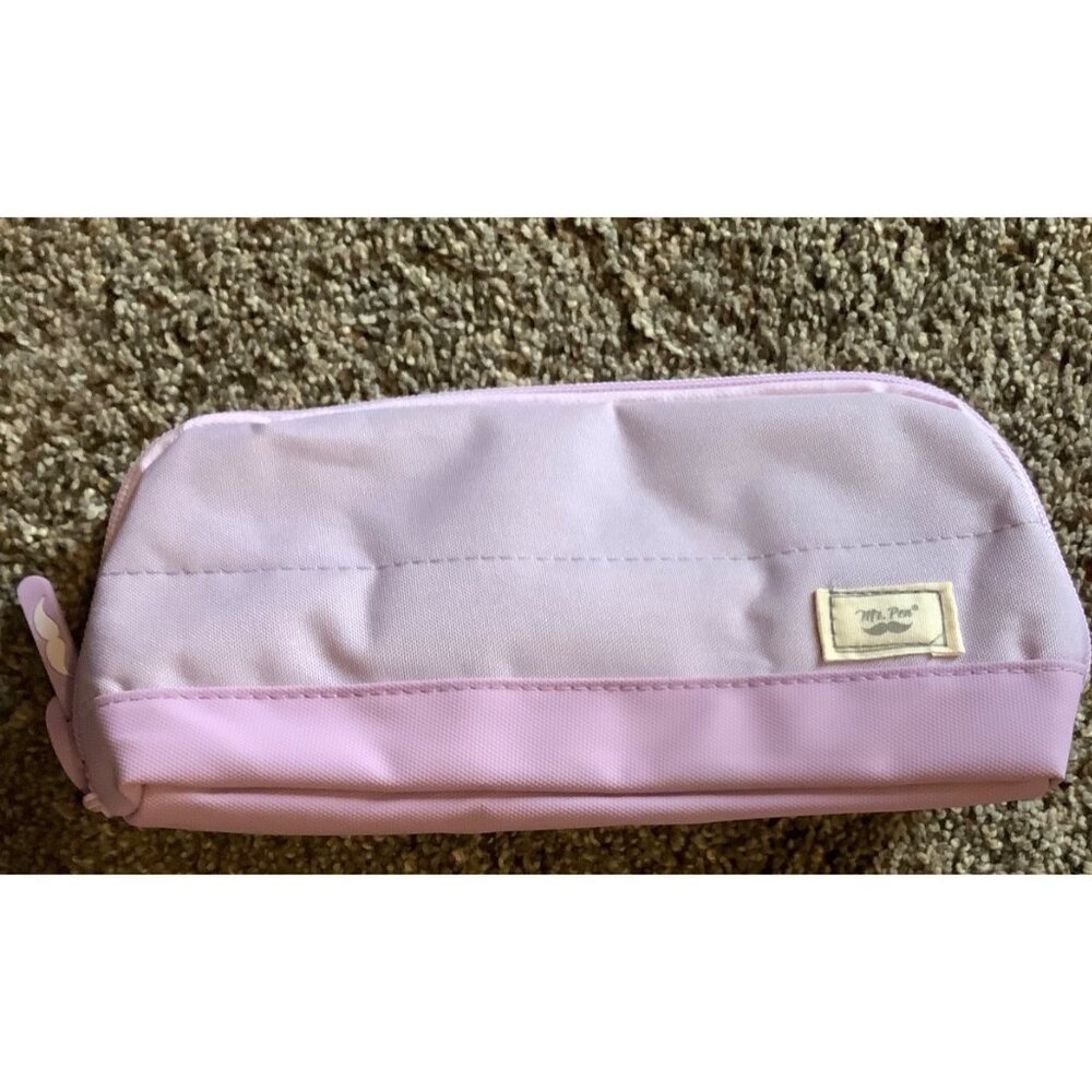 Mr. Pen Purple Pencil Case 11"x‎ 4"x 2" Zippered Pouch Durable Fabric School NEW